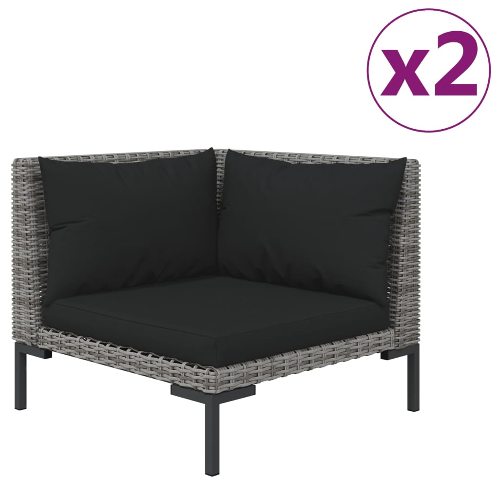 vidaXL Patio Sofas 2pcs with Cushions Half Round Poly Rattan-1