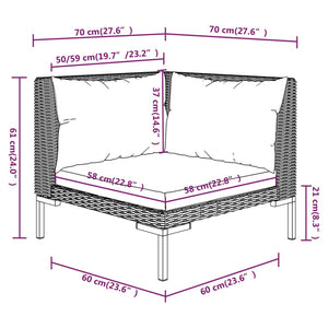 vidaXL Patio Sofas 2pcs with Cushions Half Round Poly Rattan-7