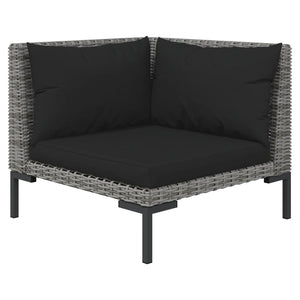 vidaXL 3 Piece Patio Lounge Set Dark Gray Half Round Poly Rattan-3