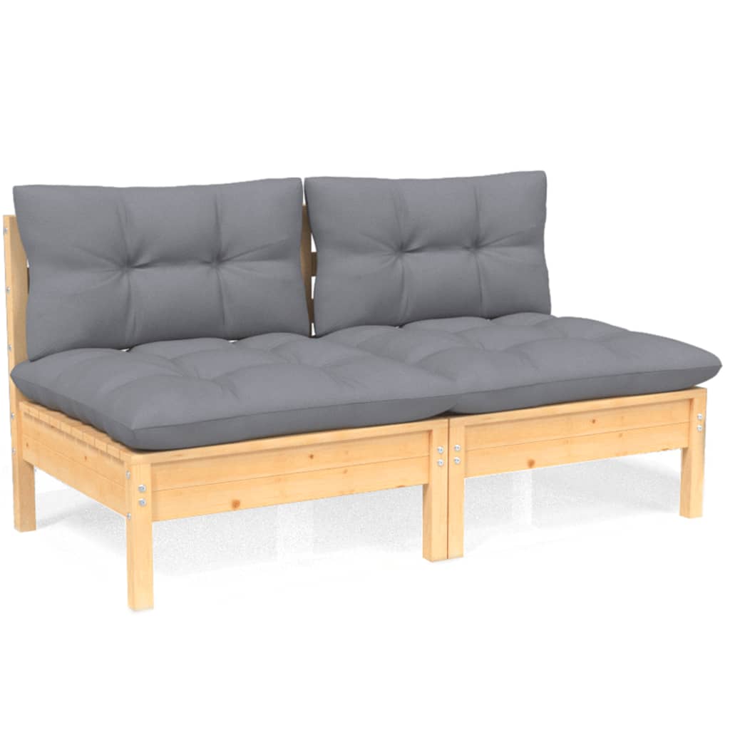 vidaXL Solid Wood Pine 2-Seater Patio Sofa with Cushions Seat Multi Colors-10