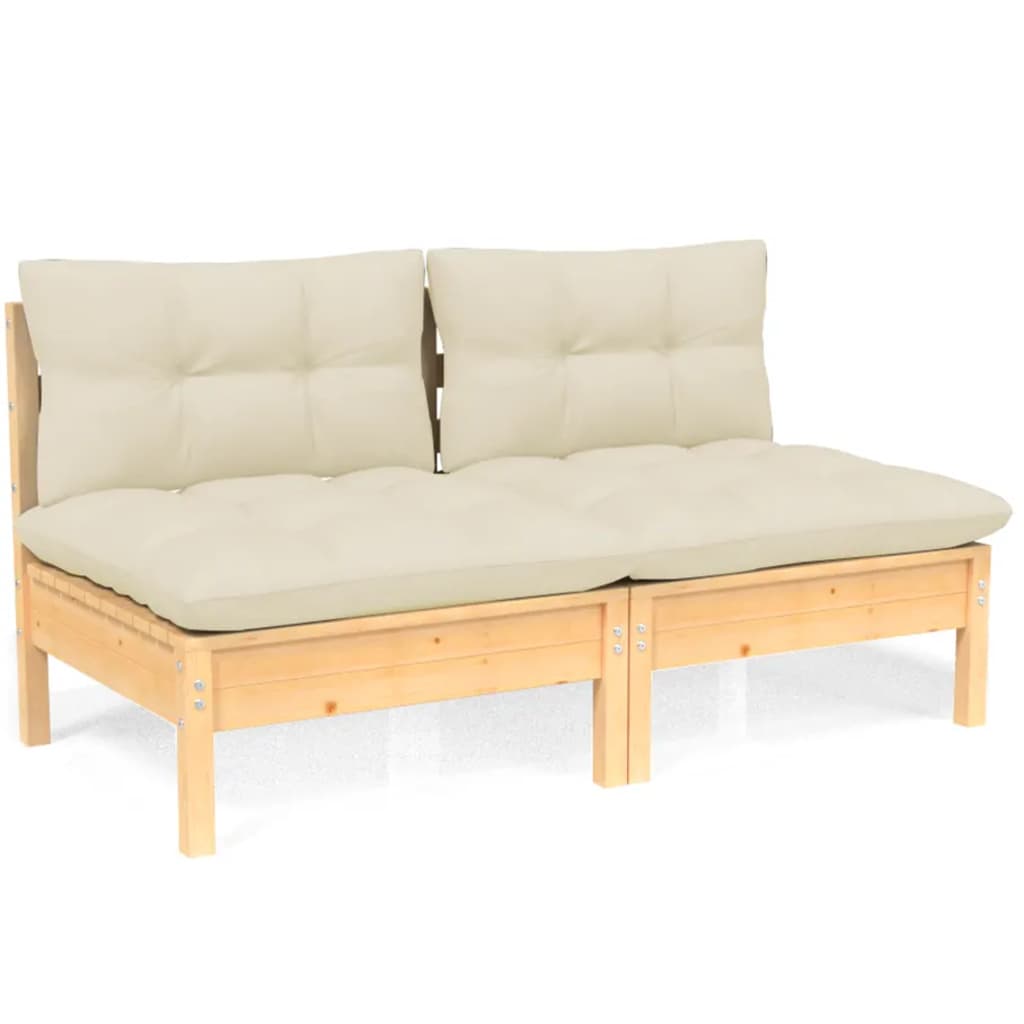 vidaXL Solid Wood Pine 2-Seater Patio Sofa with Cushions Seat Multi Colors-8