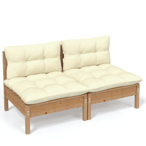 vidaXL Solid Wood Pine 2-Seater Patio Sofa with Cushions Seat Multi Colors-0