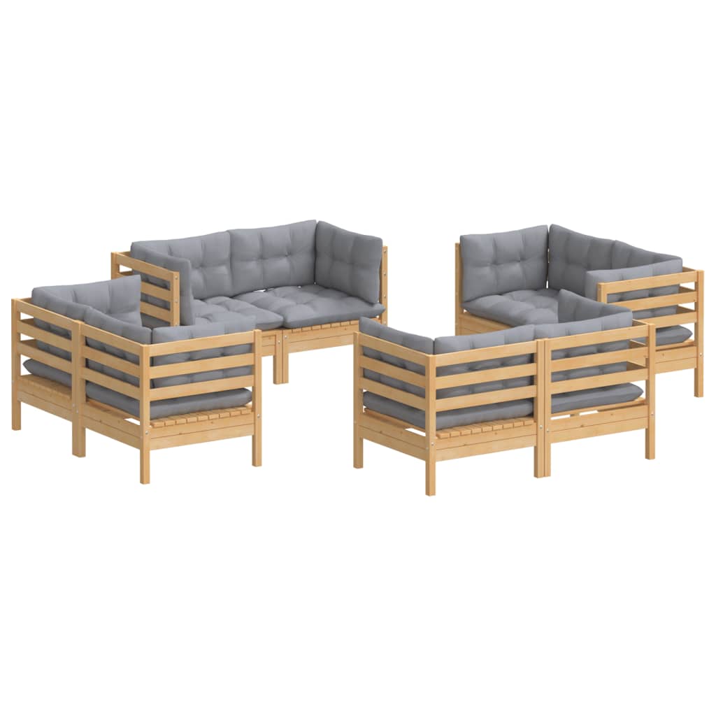 vidaXL 8 Piece Patio Lounge Set with Cream Cushions Pinewood-13