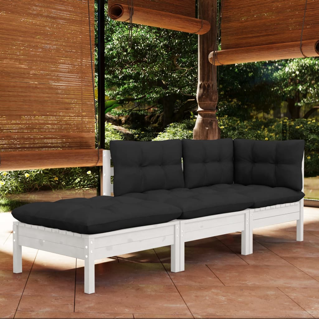 vidaXL Solid Wood Pine Patio Lounge Set 3 Piece with Cushions Multi Colors-1