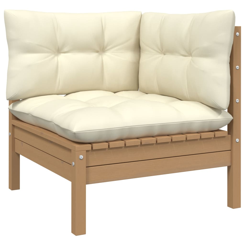 vidaXL 5 Piece Patio Lounge Set with Cream Cushions Pinewood-7