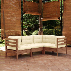 vidaXL Solid Pinewood Patio Lounge Set 4 Piece with Cushions Multi Colors-37