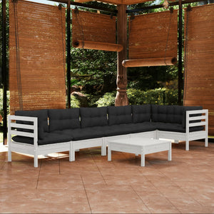 vidaXL Solid Pinewood Patio Lounge Set 7 Piece with Cushions Multi Colors-0