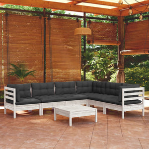 vidaXL Solid Pinewood Patio Lounge Set 7 Piece with Cushions Multi Colors-5