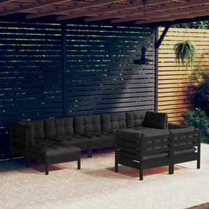 vidaXL Solid Pinewood Patio Lounge Set 9 Piece with Cushions Multi Colors-42