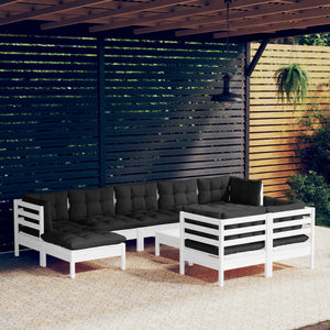 vidaXL 10 Piece Patio Lounge Set with Cream Cushions Solid Pinewood-15