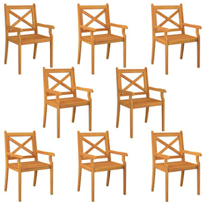 vidaXL Outdoor Dining Chairs Patio Dining Chair with Armrest Solid Wood Acacia-7