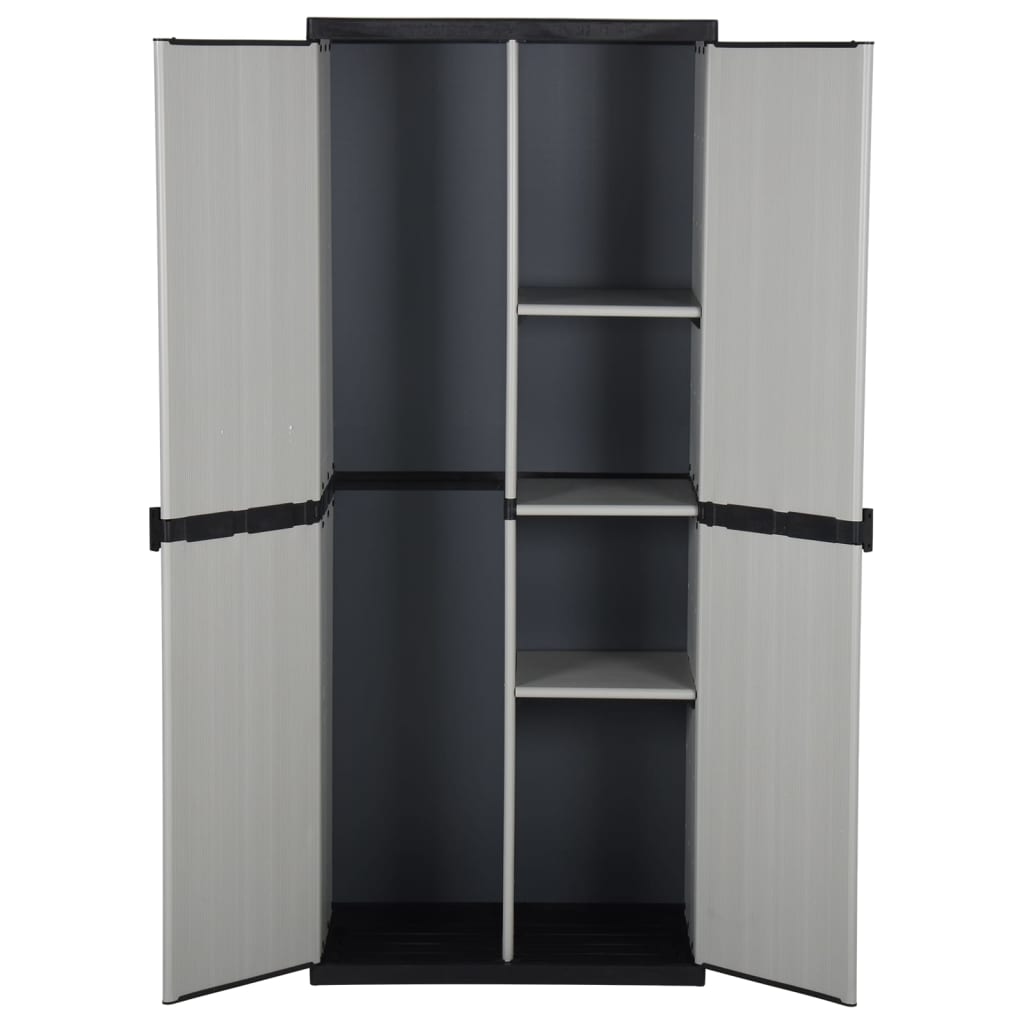 vidaXL Garden Storage Cabinet with 3 Shelves Gray&Black 26.8"x15.7"x66.1"-0