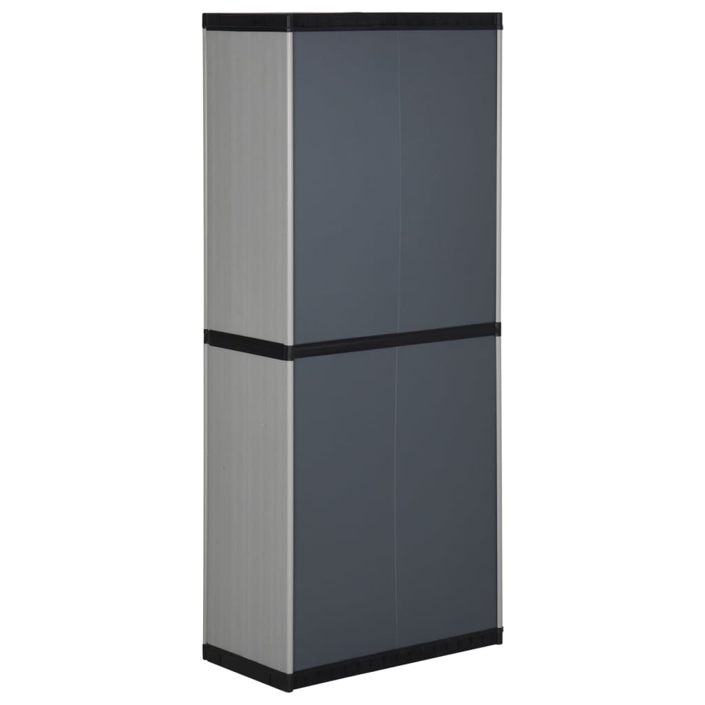 vidaXL Garden Storage Cabinet with 3 Shelves Gray&Black 26.8"x15.7"x66.1"-2