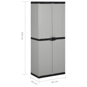 vidaXL Garden Storage Cabinet with 3 Shelves Gray&Black 26.8"x15.7"x66.1"-5