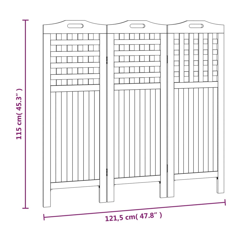 vidaXL 3 Panel Room Divider Privacy Room Divider Screen Solid Wood Acacia-17