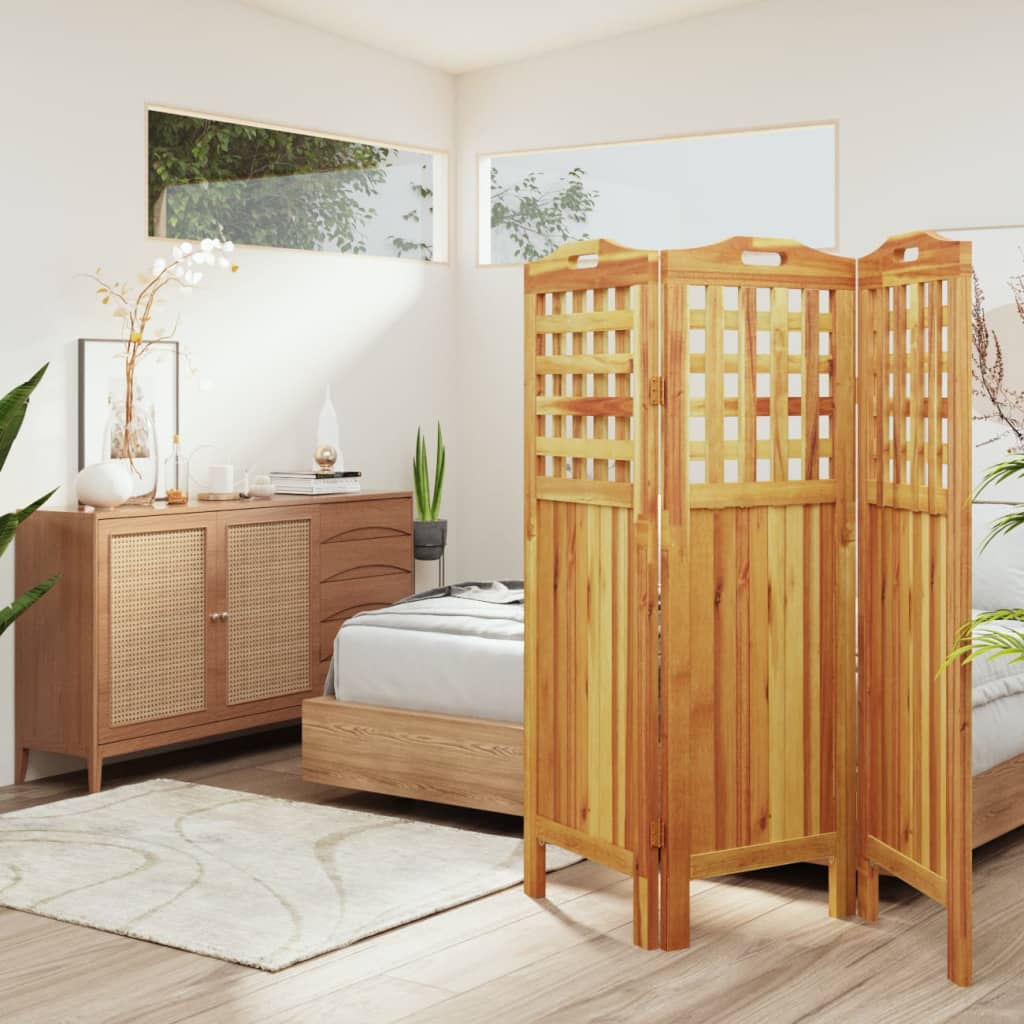 vidaXL 3 Panel Room Divider Privacy Room Divider Screen Solid Wood Acacia-7