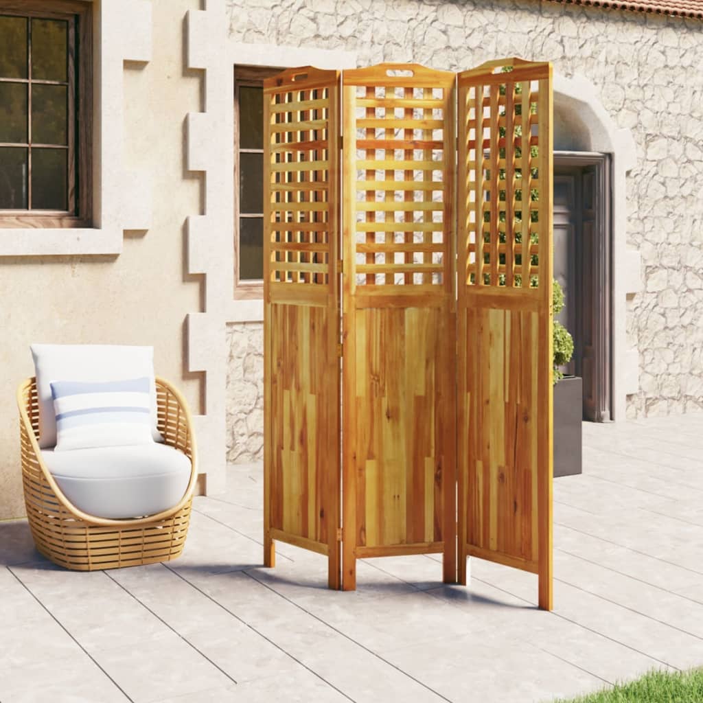 vidaXL 3 Panel Room Divider Privacy Room Divider Screen Solid Wood Acacia-19