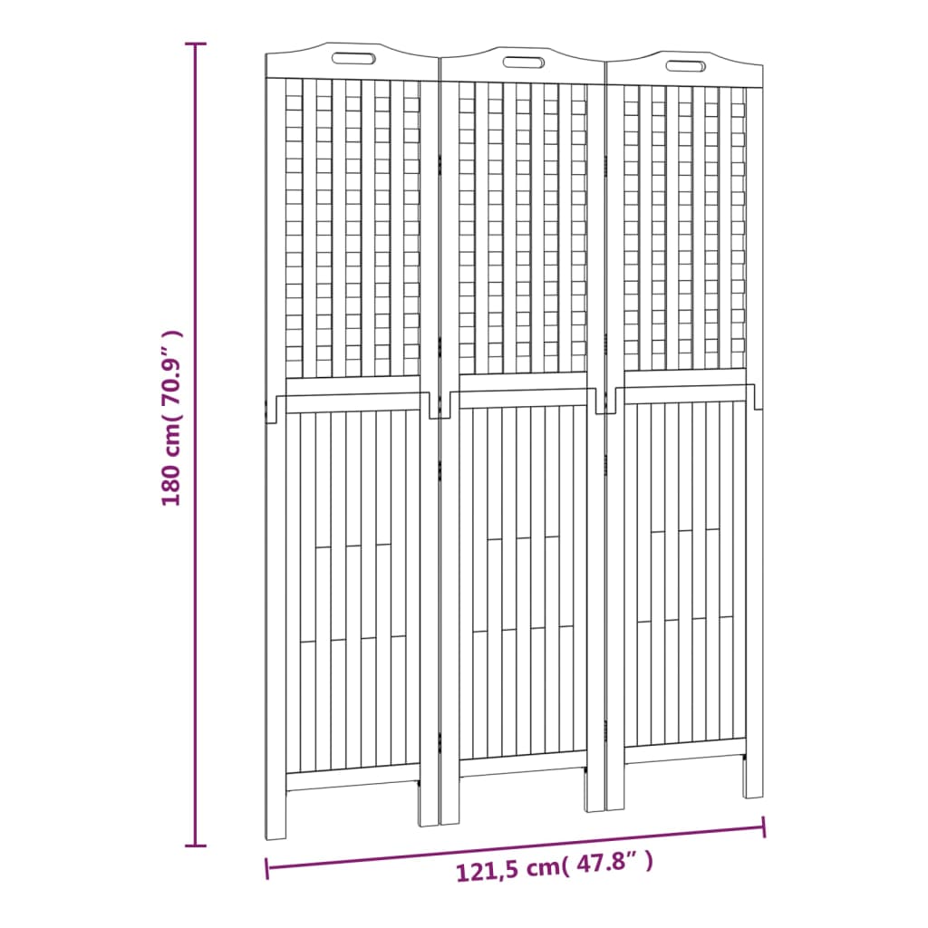 vidaXL 3 Panel Room Divider Privacy Room Divider Screen Solid Wood Acacia-24