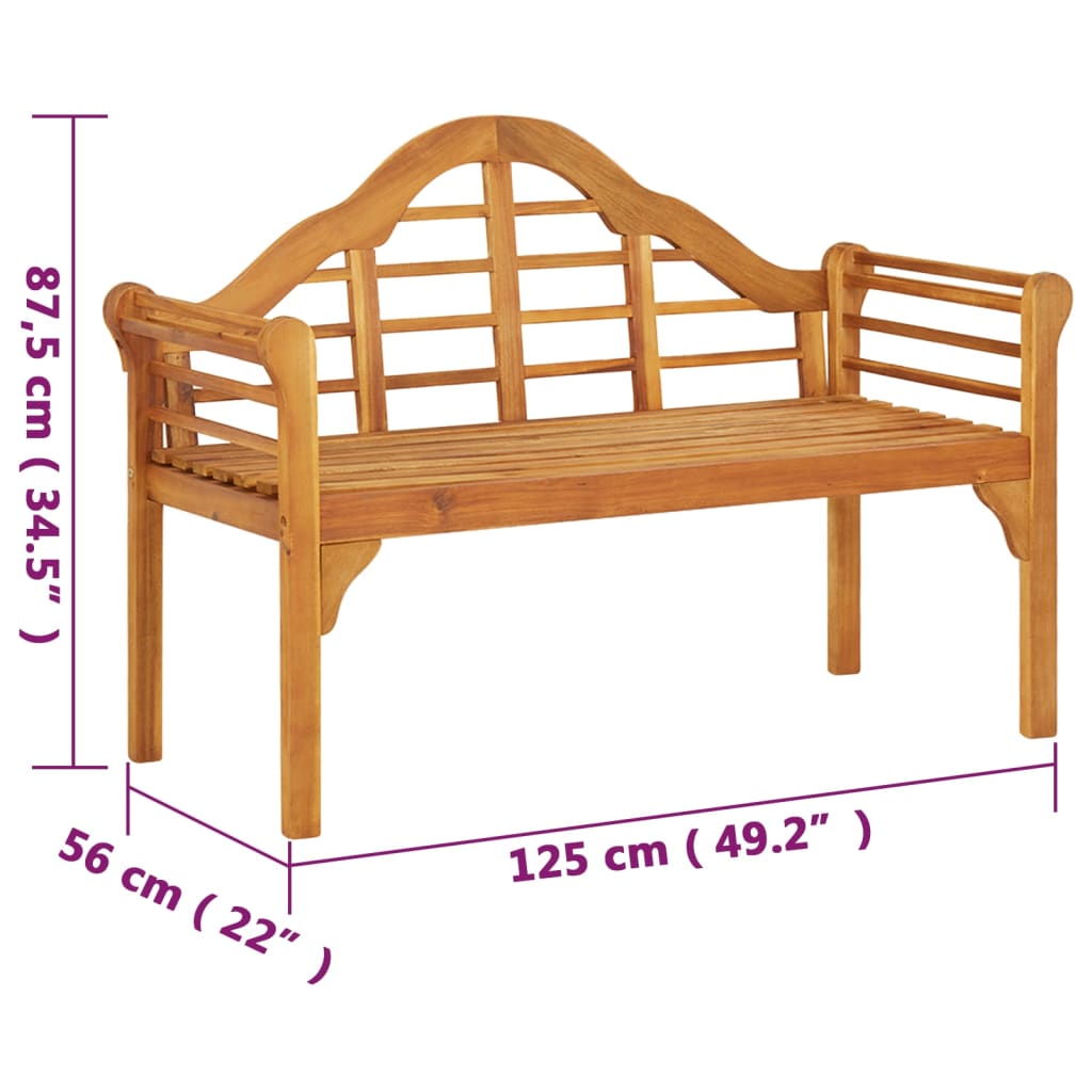 vidaXL Patio Bench 49.2" Solid Wood Acacia-5