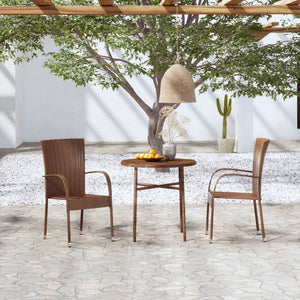 vidaXL Patio Dining Set 3 Piece Outdoor Wicker Table and Chair Set Poly Rattan-8