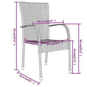 vidaXL Patio Dining Set 3 Piece Outdoor Wicker Table and Chair Set Poly Rattan-5