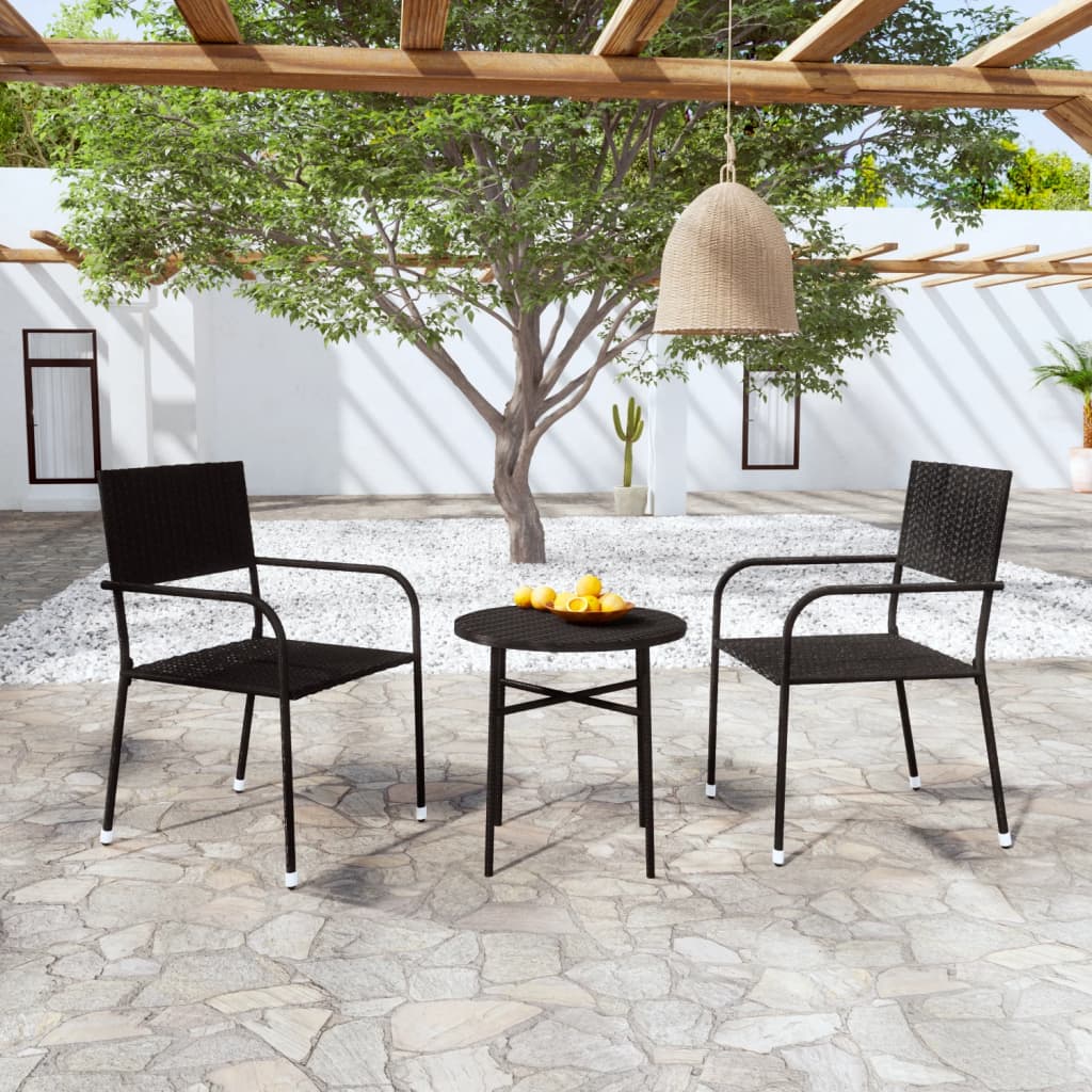 vidaXL Patio Dining Set 3 Piece Outdoor Furniture Set with Table Poly Rattan-3