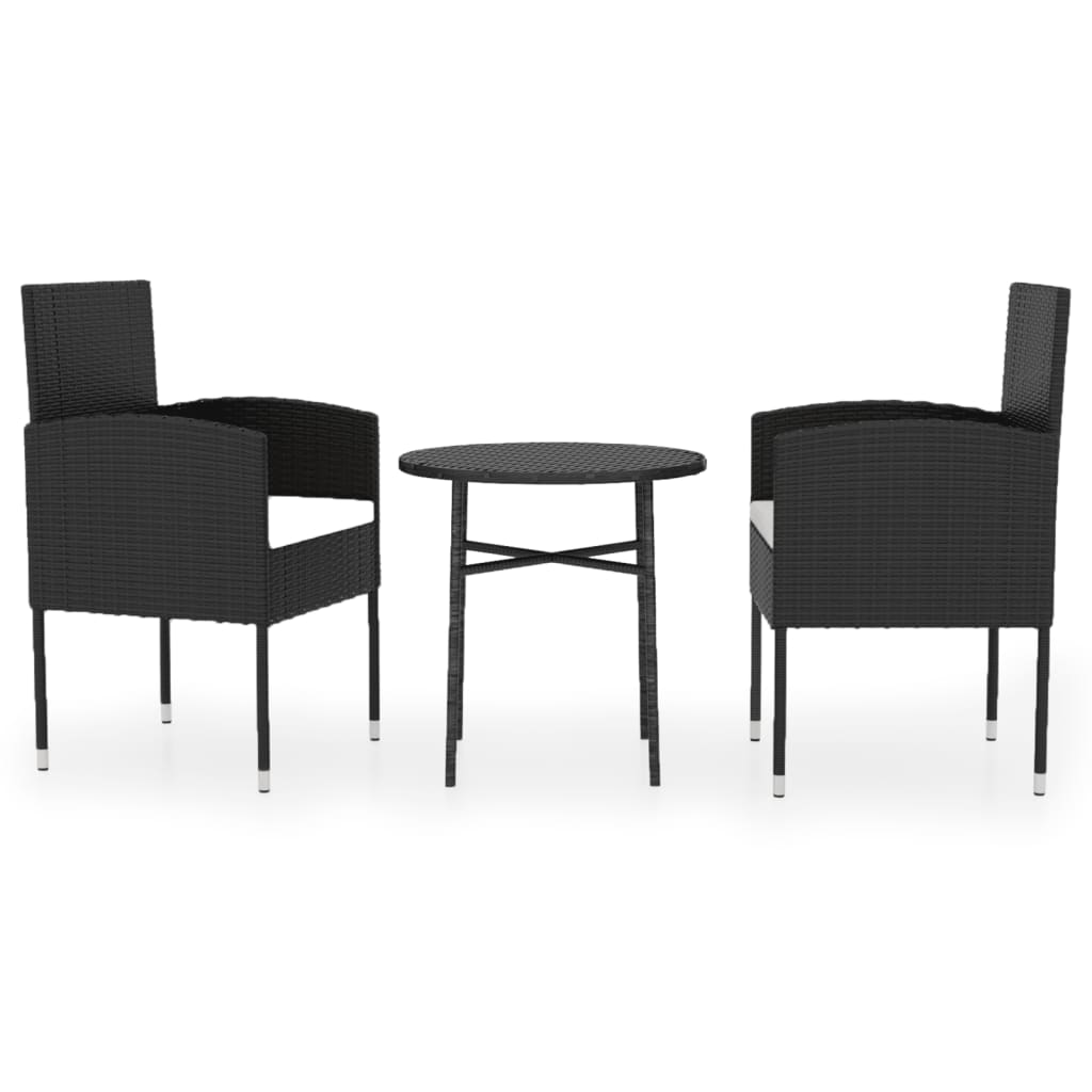 vidaXL 3 Piece Patio Dining Set Poly Rattan Anthracite-11