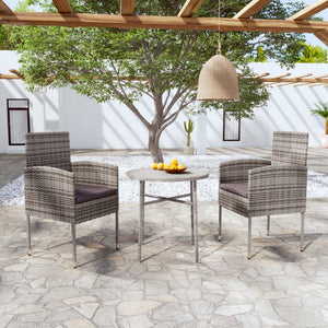 vidaXL 3 Piece Patio Dining Set Poly Rattan Anthracite-5