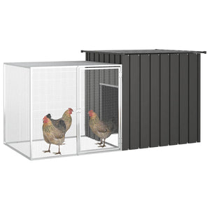 vidaXL Chicken Coop Multipurpose Chicken House with Mesh Cage Galvanized Steel-34