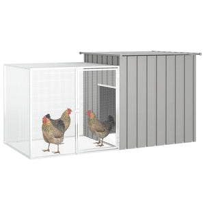 vidaXL Chicken Coop Multipurpose Chicken House with Mesh Cage Galvanized Steel-15