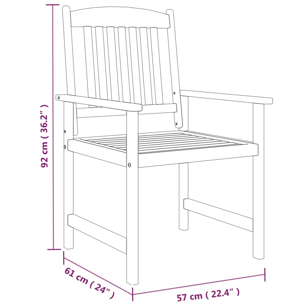 vidaXL Patio Dining Set Table and Chair Furniture Set Solid Wood Acacia Gray-17