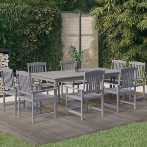 vidaXL Patio Dining Set Table and Chair Furniture Set Solid Wood Acacia Gray-2