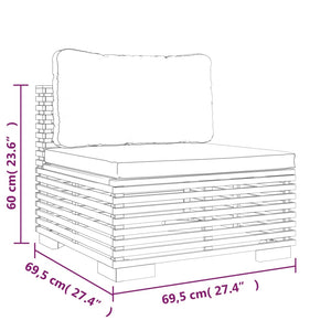 vidaXL Patio Middle Sofa with Dark Gray Cushions Solid Wood Teak-1