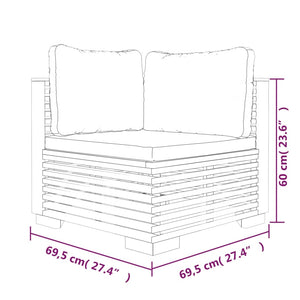 vidaXL Patio Corner Sofa with Dark Gray Cushions Solid Wood Teak-5