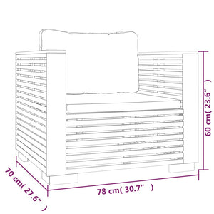 vidaXL Patio Sofa Chair with Cream Cushions Solid Wood Teak-5