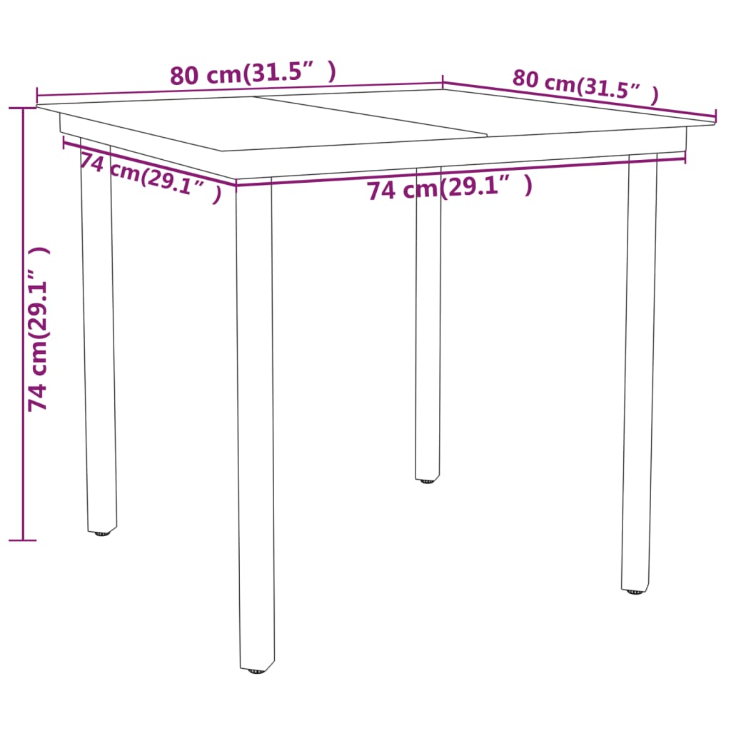 vidaXL Patio Dining Set Outdoor Dining Set Garden Table and Chair Set Black-43