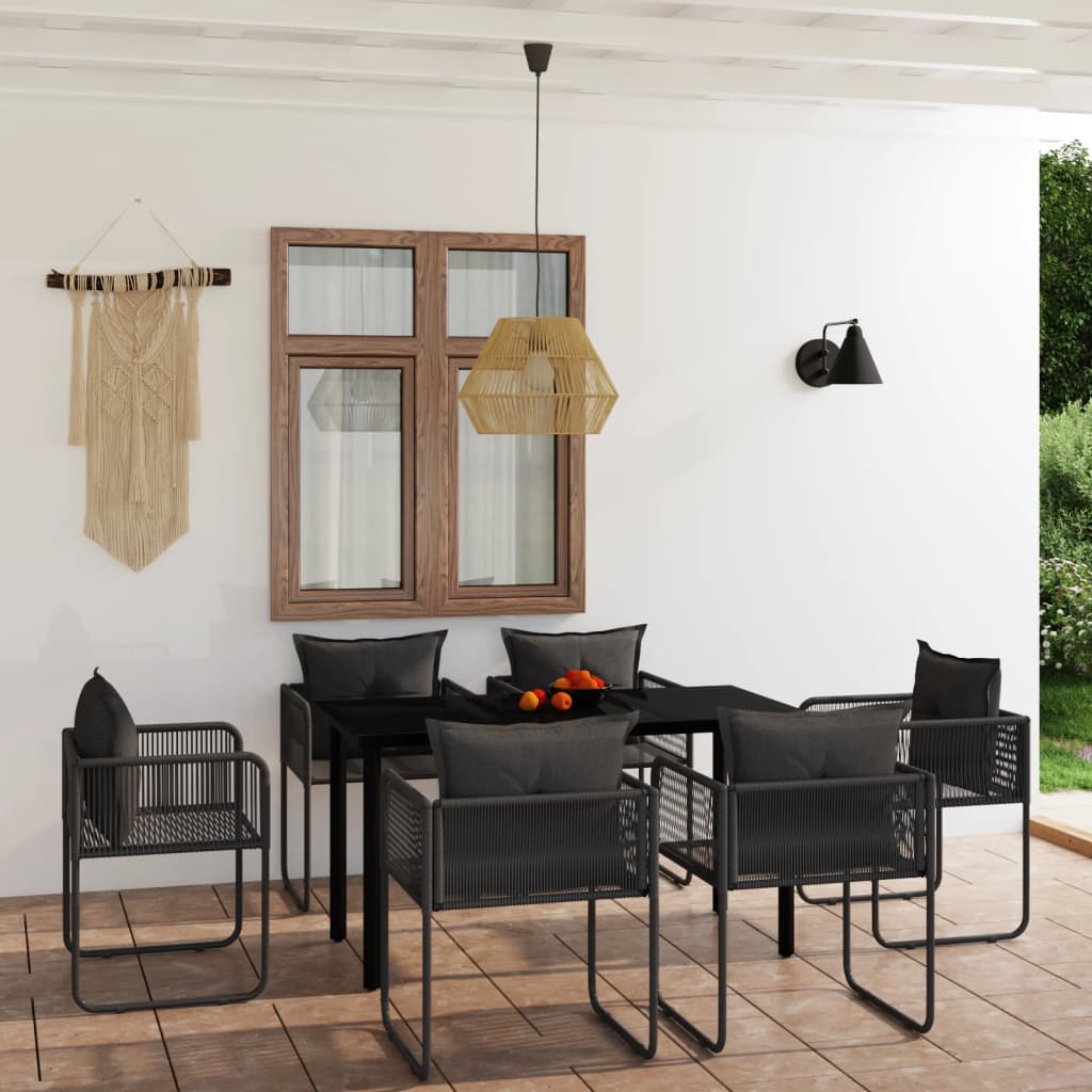 vidaXL Patio Dining Set Outdoor Dining Set Garden Table and Chair Set Black-48