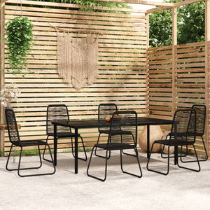 vidaXL Patio Dining Set Outdoor Dining Set Garden Table and Chair Set Black-18