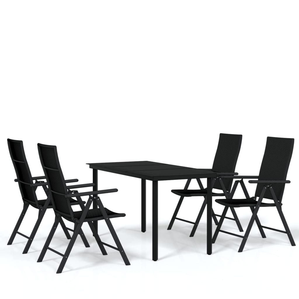 vidaXL Patio Dining Set Outdoor Dining Set Garden Table and Chair Set Black-24