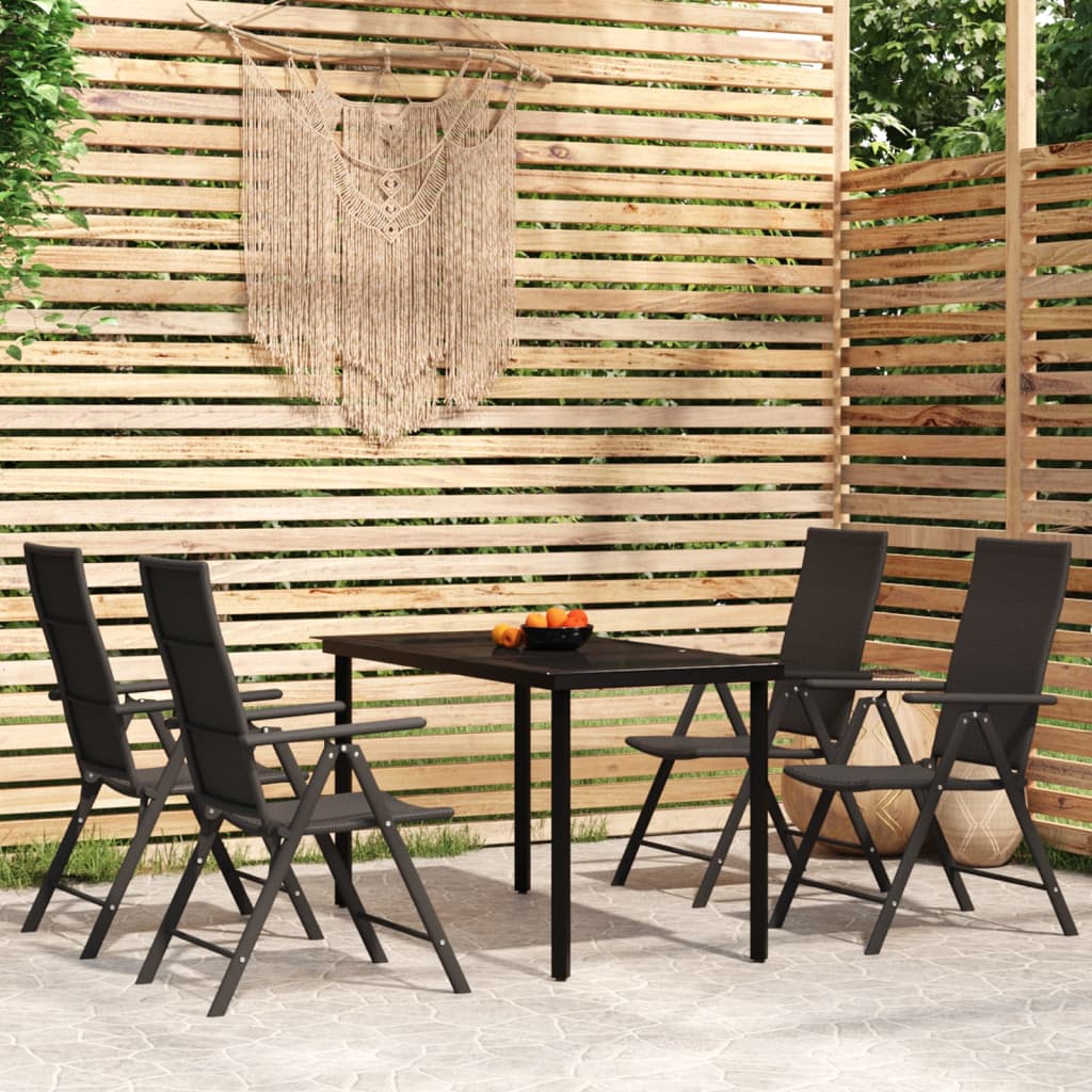 vidaXL Patio Dining Set Outdoor Dining Set Garden Table and Chair Set Black-30