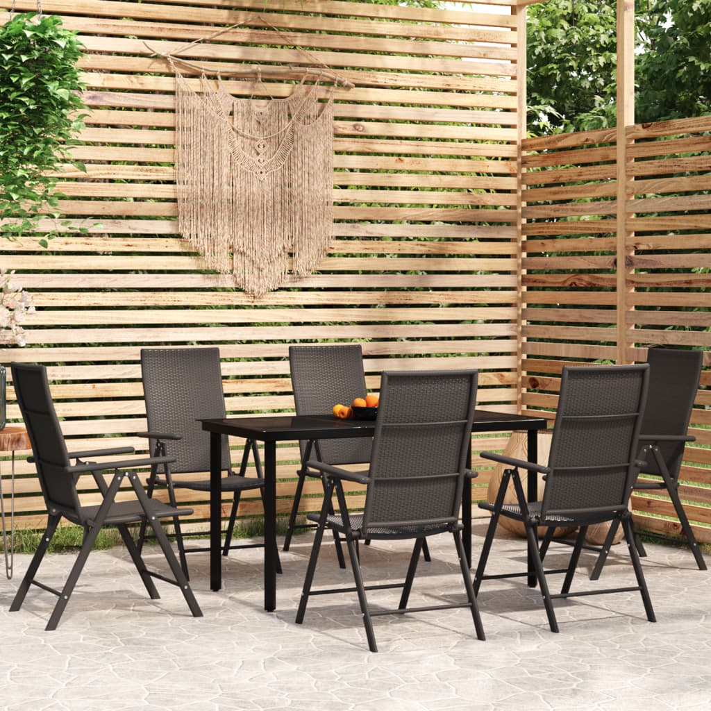 vidaXL Patio Dining Set Outdoor Dining Set Garden Table and Chair Set Black-43