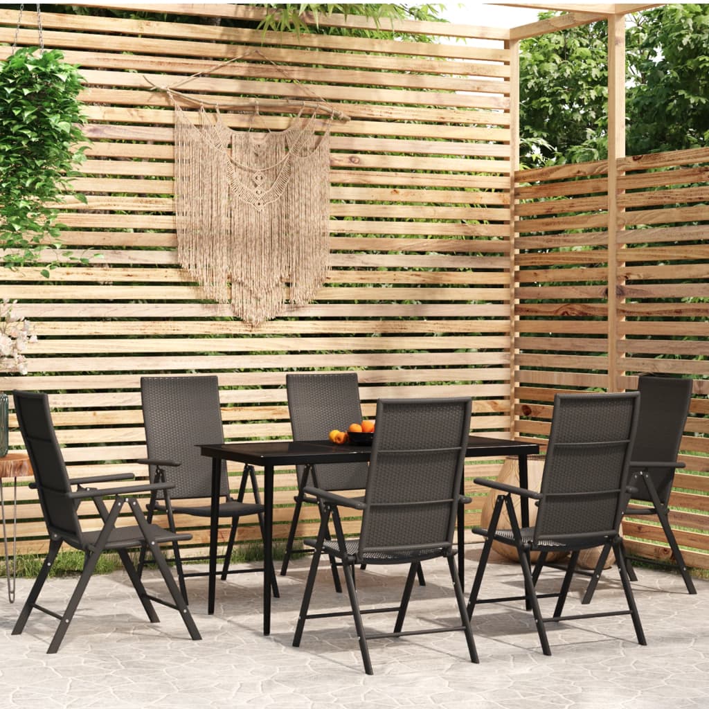 vidaXL Patio Dining Set Black Outdoor Furniture 3/5/7/9 Piece Multi Sizes-20