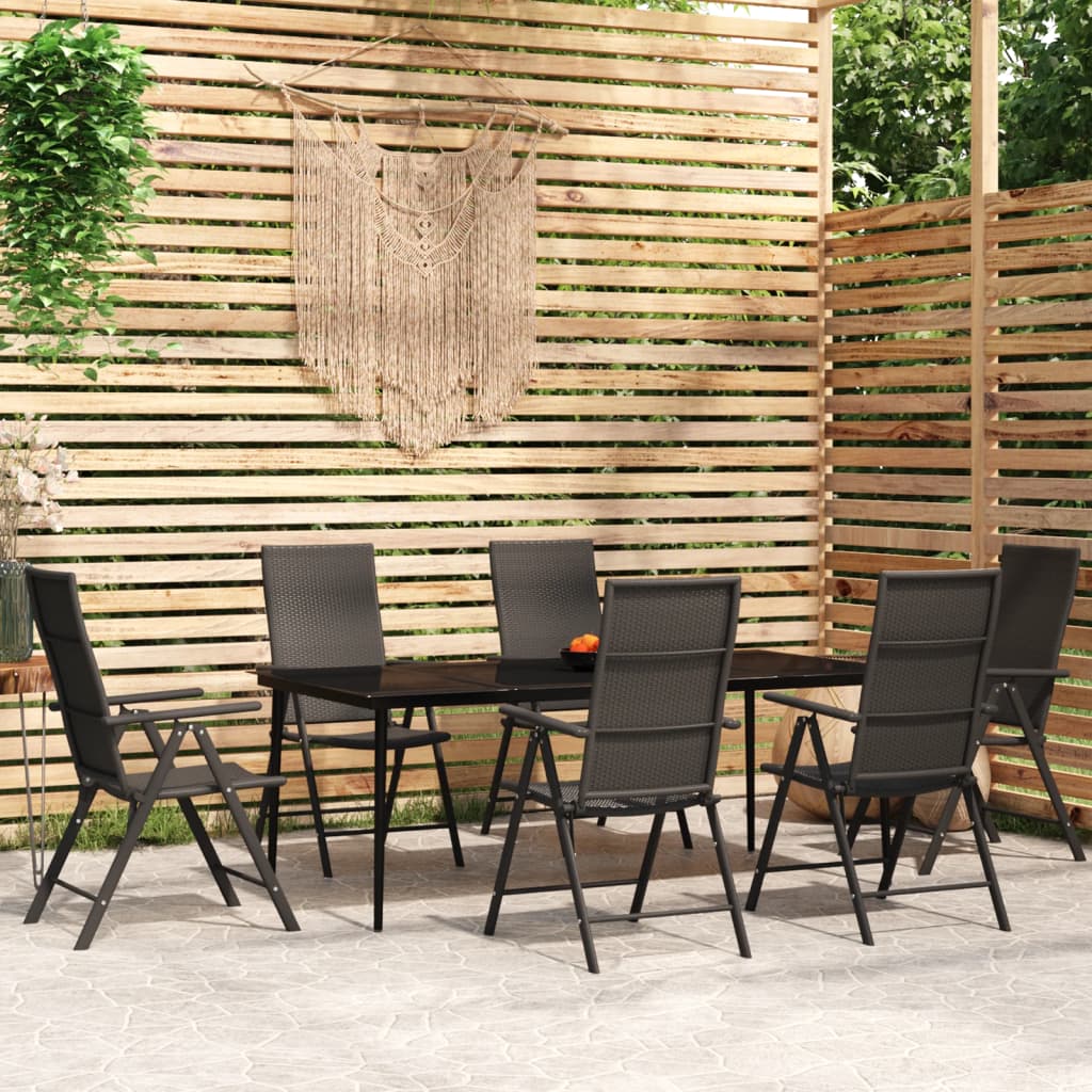 vidaXL Patio Dining Set Black Outdoor Furniture 3/5/7/9 Piece Multi Sizes-40