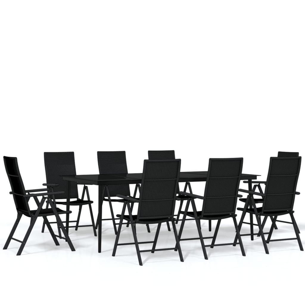 vidaXL Patio Dining Set Black Outdoor Furniture 3/5/7/9 Piece Multi Sizes-51