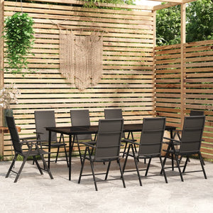 vidaXL Patio Dining Set Black Outdoor Furniture 3/5/7/9 Piece Multi Sizes-28