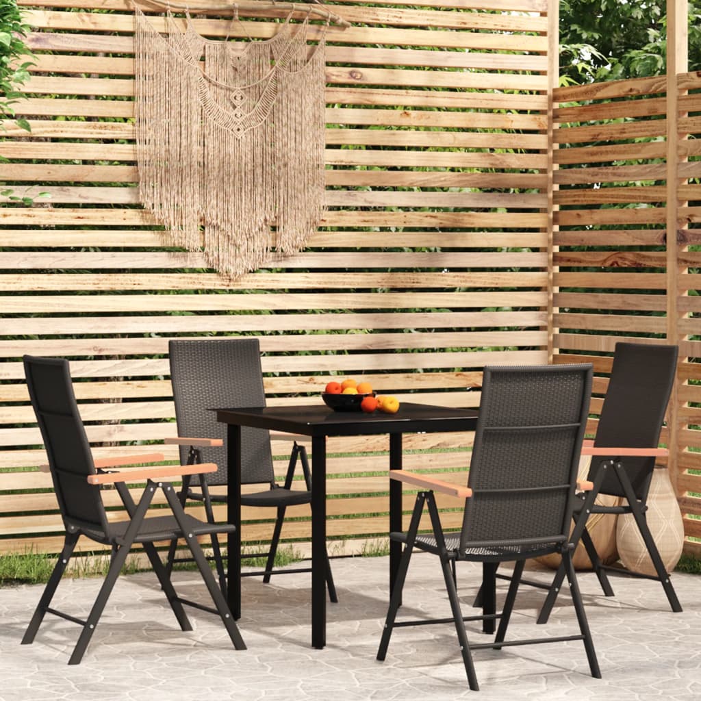 vidaXL Patio Dining Set Outdoor Dining Set Garden Table and Chair Set Black-0