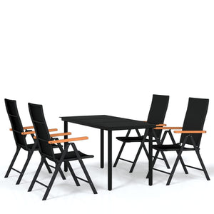 vidaXL Patio Dining Set Outdoor Dining Set Garden Table and Chair Set Black-35