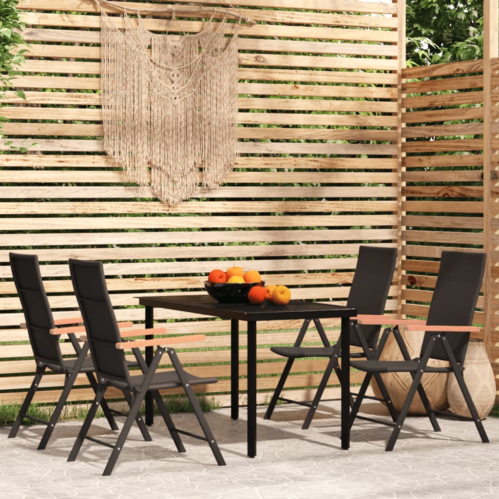 vidaXL Patio Dining Set Outdoor Dining Set Garden Table and Chair Set Black-40