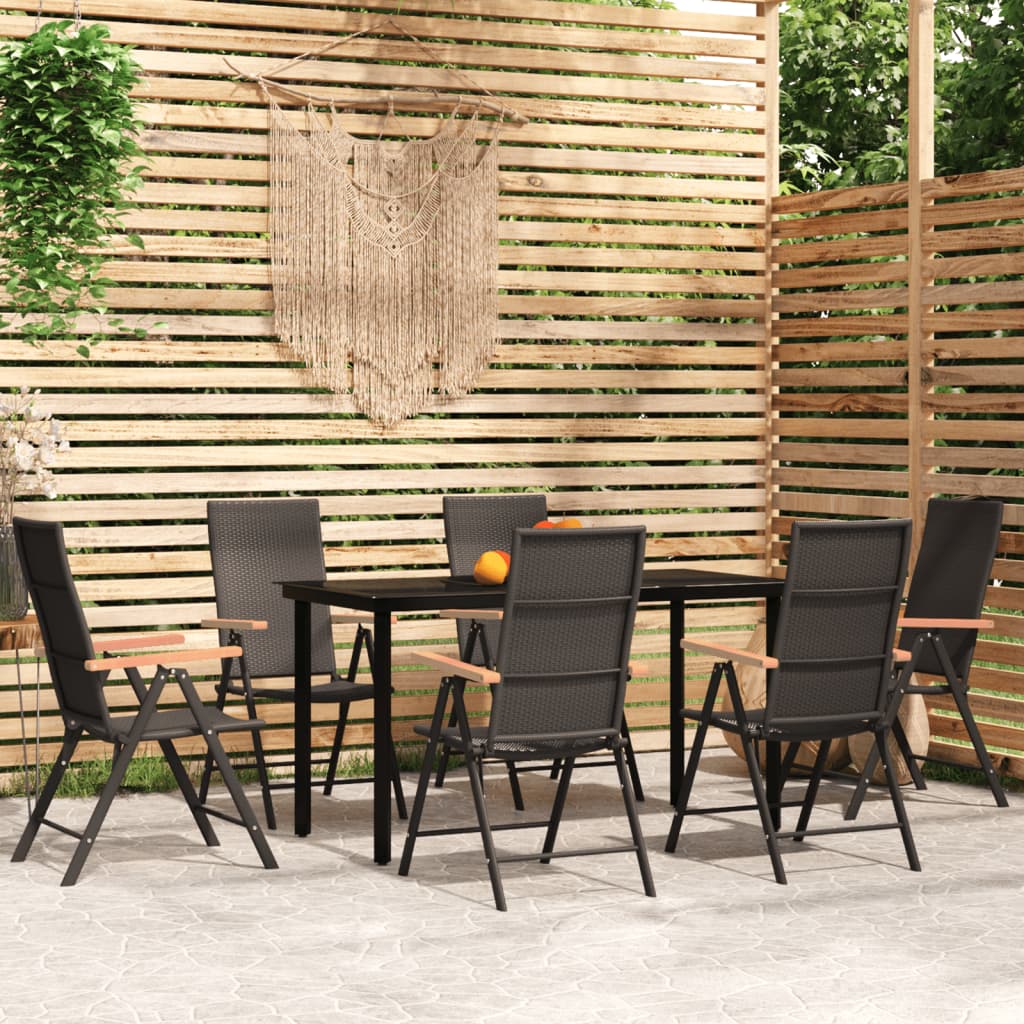 vidaXL Patio Dining Set Outdoor Dining Set Garden Table and Chair Set Black-32