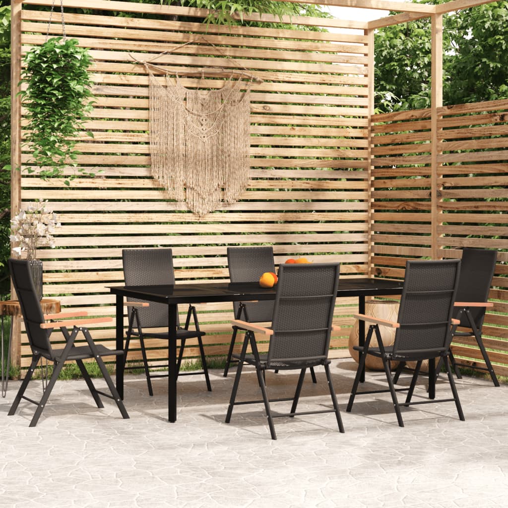 vidaXL Patio Dining Set Outdoor Dining Set Garden Table and Chair Set Black-13